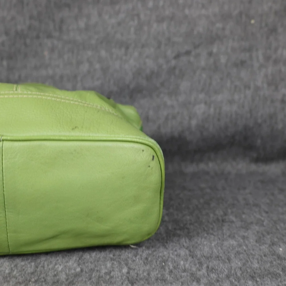 Franco Sarto Shoulder Bag Womens Medium Green Leather Buckle Zip Pockets Charm